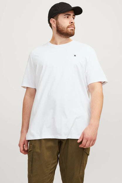 Jack & Jones Jjepaulos Büyük Beden Bisiklet Yaka Pamuklu Erkek T Shirt 12253778 BEYAZ