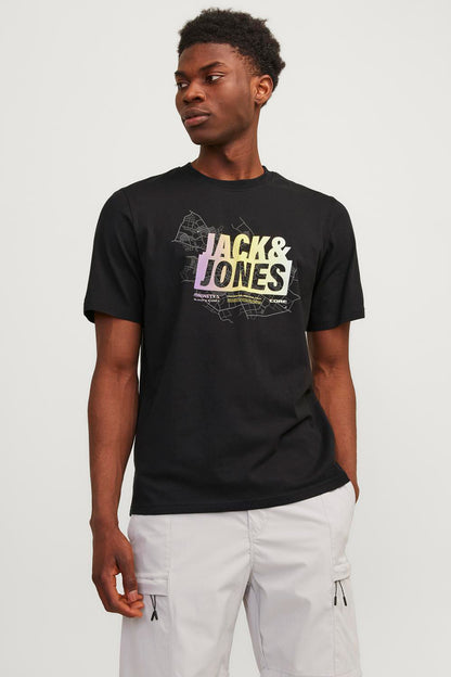 Jack & Jones Core Jcomap Baskılı % 100 Pamuk Regular Fit Erkek T Shirt 12257908 SİYAH