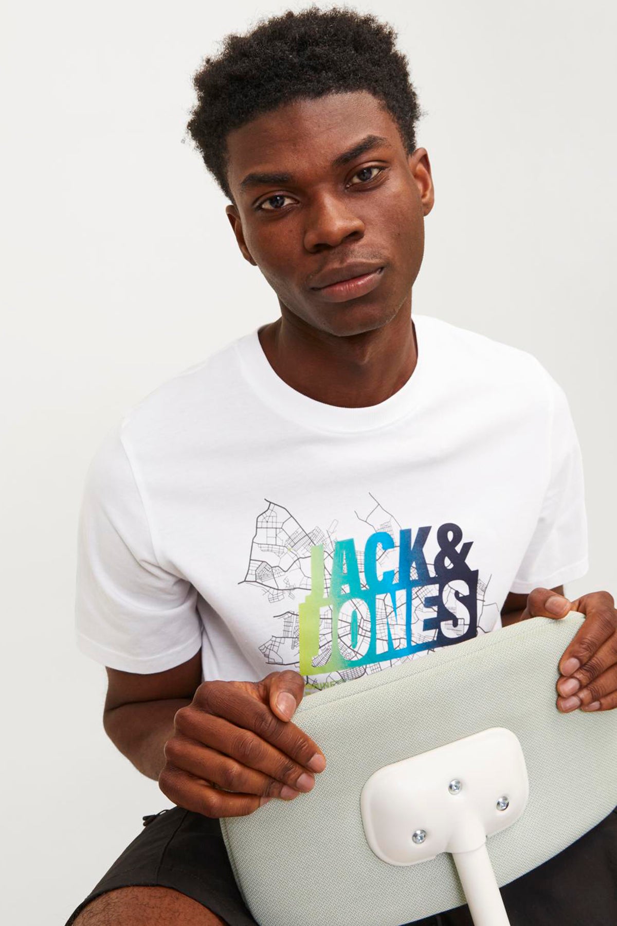 Jack & Jones Core Jcomap Baskılı % 100 Pamuk Regular Fit Erkek T Shirt 12257908 BEYAZ