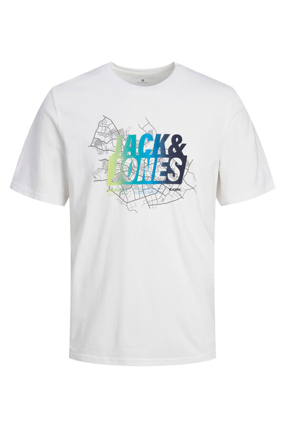 Jack & Jones Core Jcomap Baskılı % 100 Pamuk Regular Fit Erkek T Shirt 12257908 BEYAZ