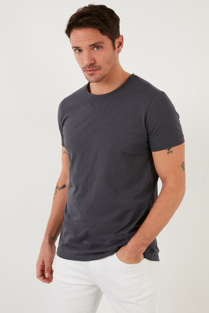 Buratti Bisiklet Yaka % 100 Pamuk Regular Fit Basic Erkek T Shirt 59020001 ANTRASİT