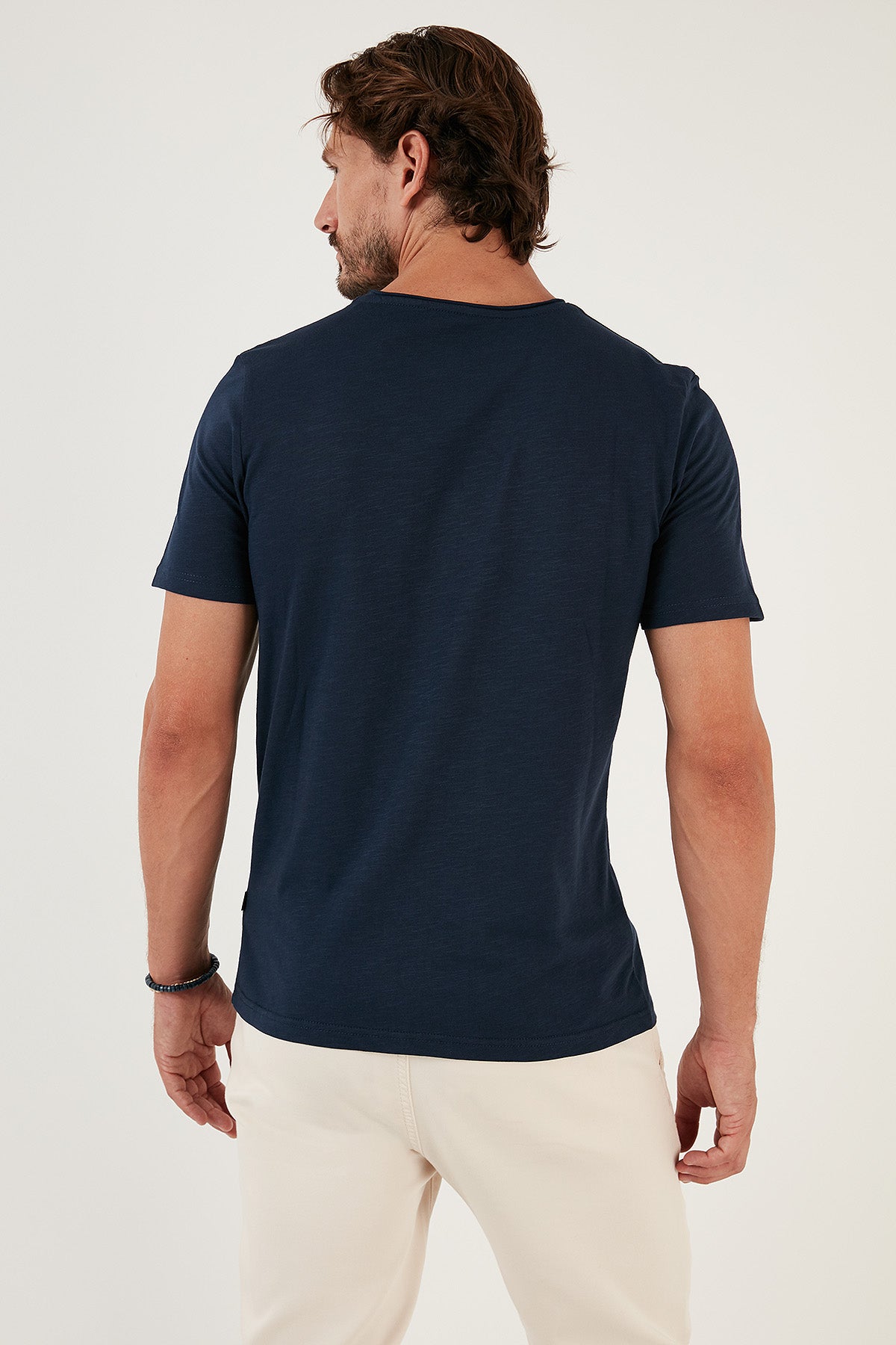 Buratti Bisiklet Yaka % 100 Pamuk Regular Fit Basic Erkek T Shirt 59020001 İNDİGO