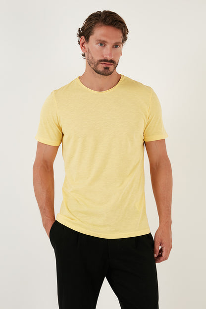 Buratti Bisiklet Yaka % 100 Pamuk Regular Fit Basic Erkek T Shirt 59020001 LİMON