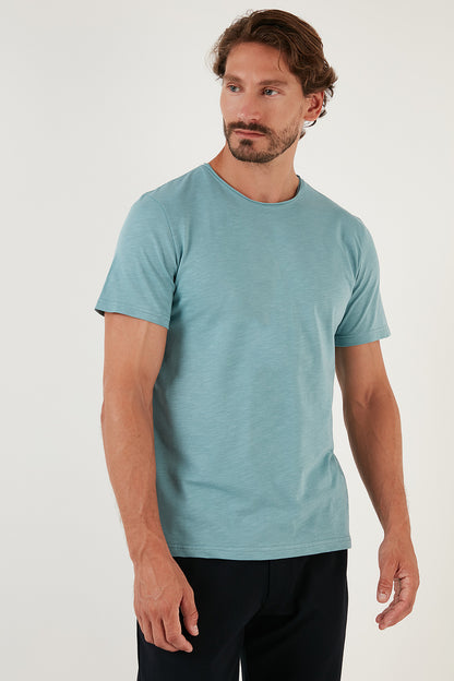 Buratti Bisiklet Yaka % 100 Pamuk Regular Fit Basic Erkek T Shirt 59020001 MAVİ