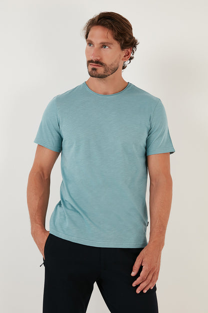 Buratti Bisiklet Yaka % 100 Pamuk Regular Fit Basic Erkek T Shirt 59020001 MAVİ