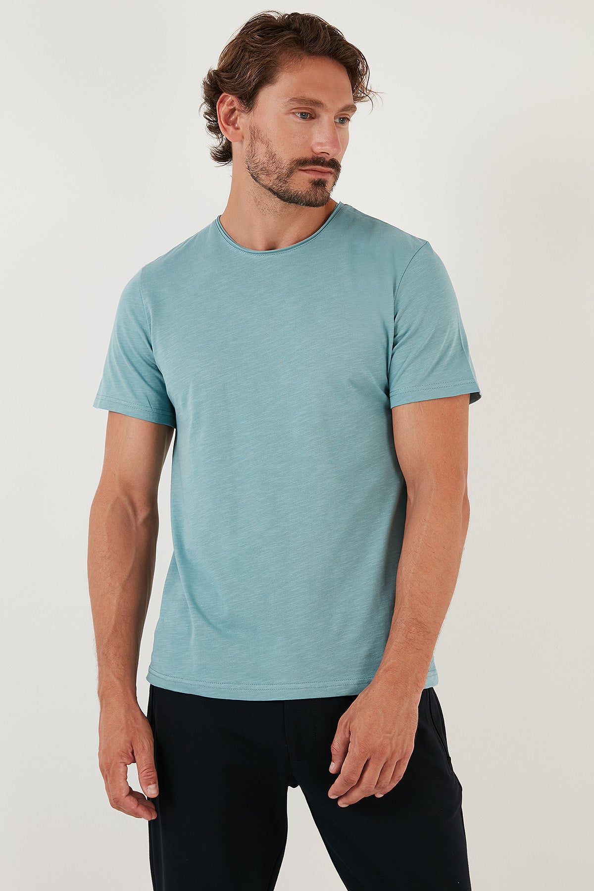 Buratti Bisiklet Yaka % 100 Pamuk Regular Fit Basic Erkek T Shirt 59020001 MAVİ