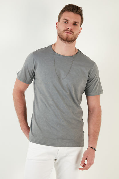 Buratti Bisiklet Yaka % 100 Pamuk Regular Fit Basic Erkek T Shirt 59020001 AÇIK HAKİ