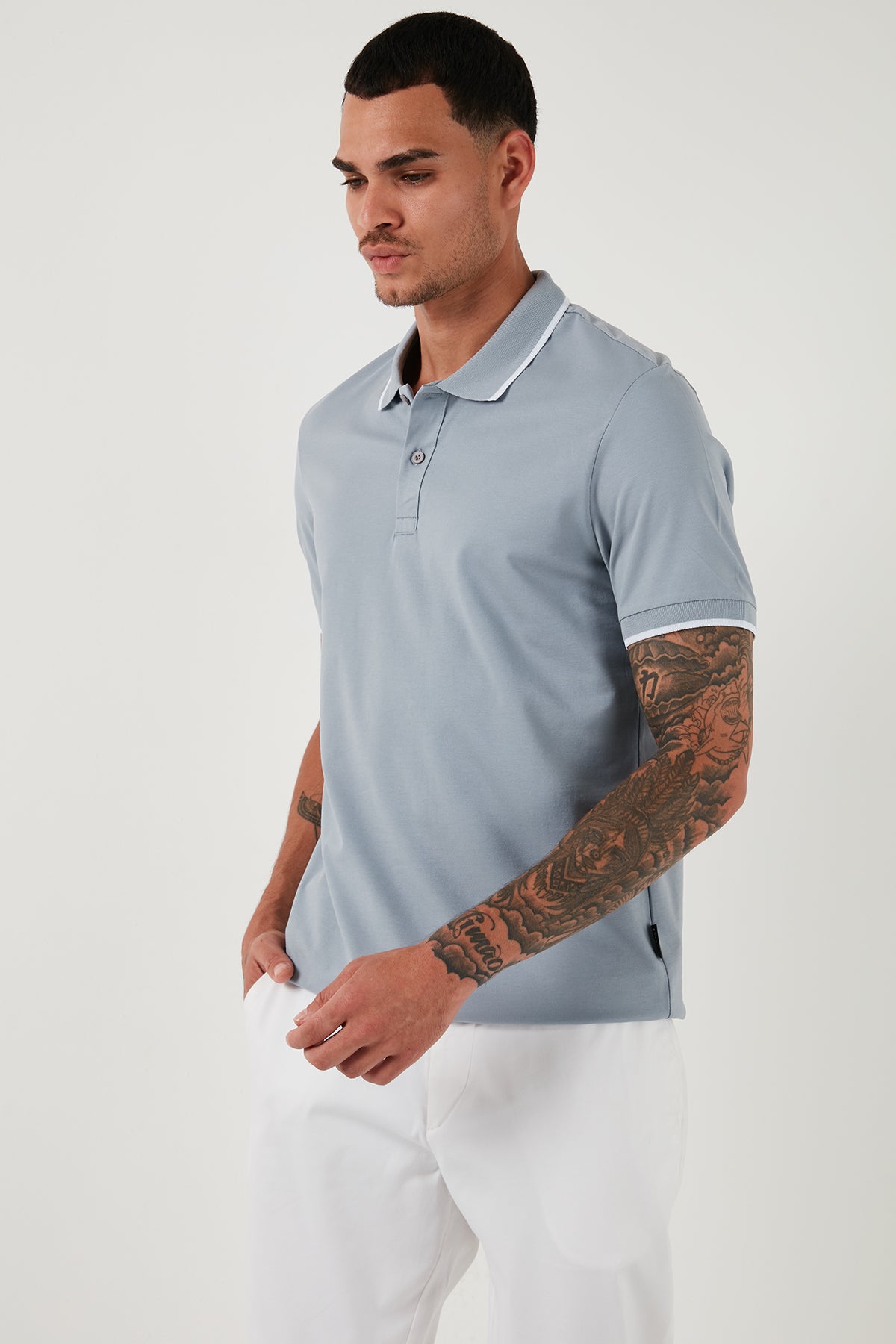 Buratti Pamuklu Regular Fit Erkek Polo Yaka T Shirt 5902063 AÇIK GRİ