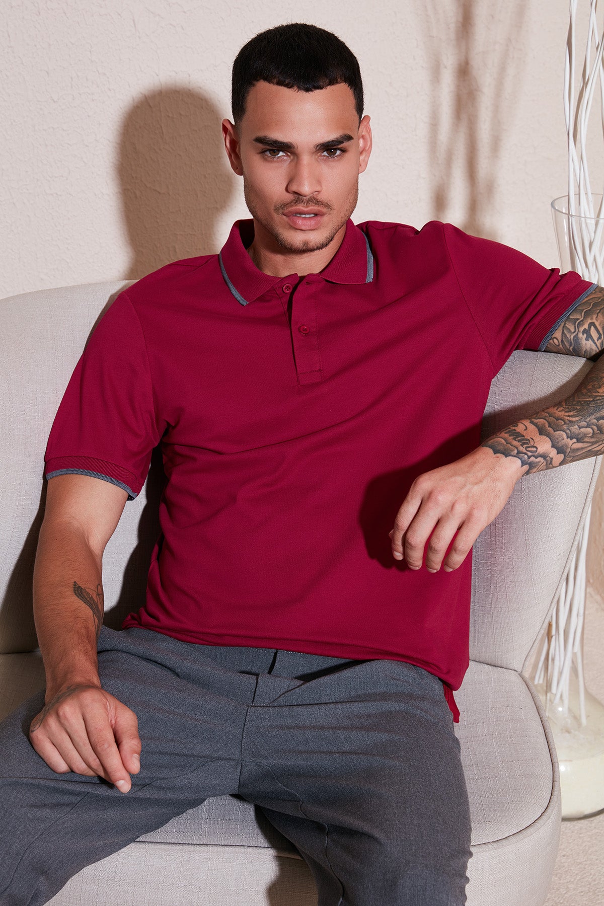 Buratti Pamuklu Regular Fit Erkek Polo Yaka T Shirt 5902063 BORDO