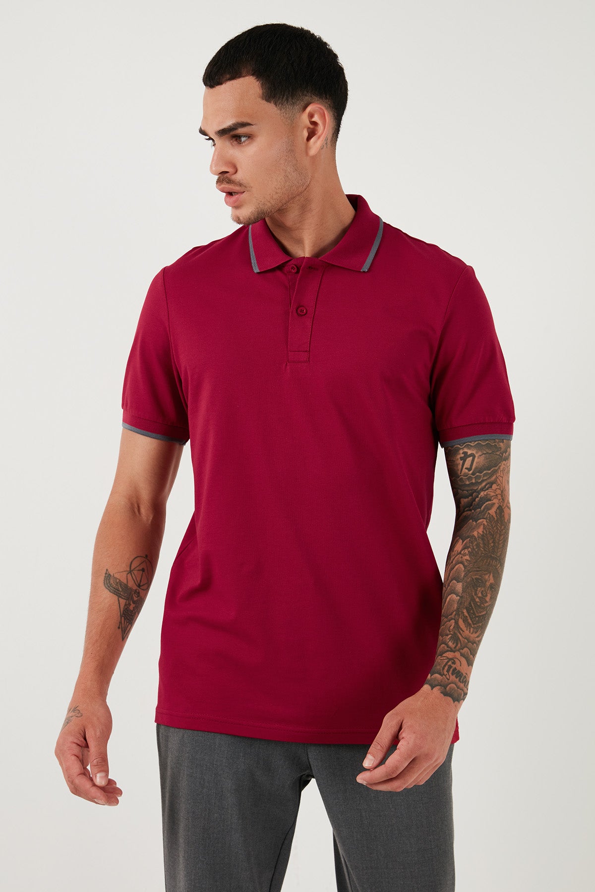 Buratti Pamuklu Regular Fit Erkek Polo Yaka T Shirt 5902063 BORDO