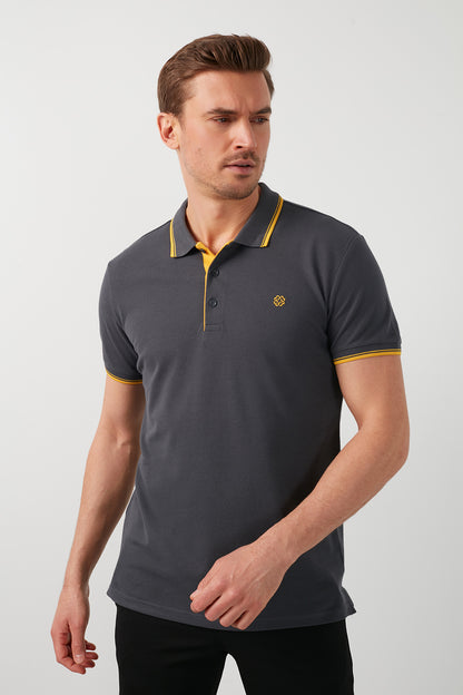 Buratti % 100 Pamuk Düğmeli Slim Fit Erkek Polo Yaka T Shirt 5902118 ANTRASİT