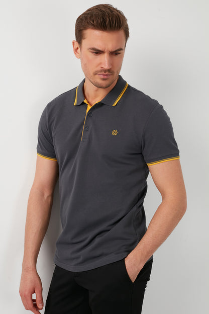 Buratti % 100 Pamuk Düğmeli Slim Fit Erkek Polo Yaka T Shirt 5902118 ANTRASİT