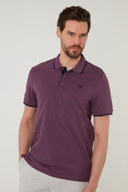 Buratti % 100 Pamuk Düğmeli Slim Fit Erkek Polo Yaka T Shirt 5902118 MÜRDÜM