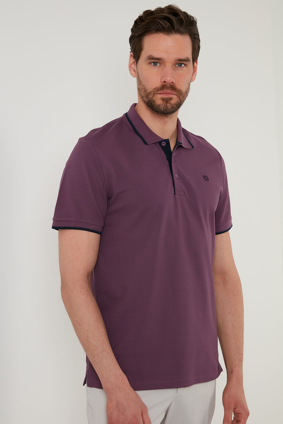 Buratti % 100 Pamuk Düğmeli Slim Fit Erkek Polo Yaka T Shirt 5902118 MÜRDÜM