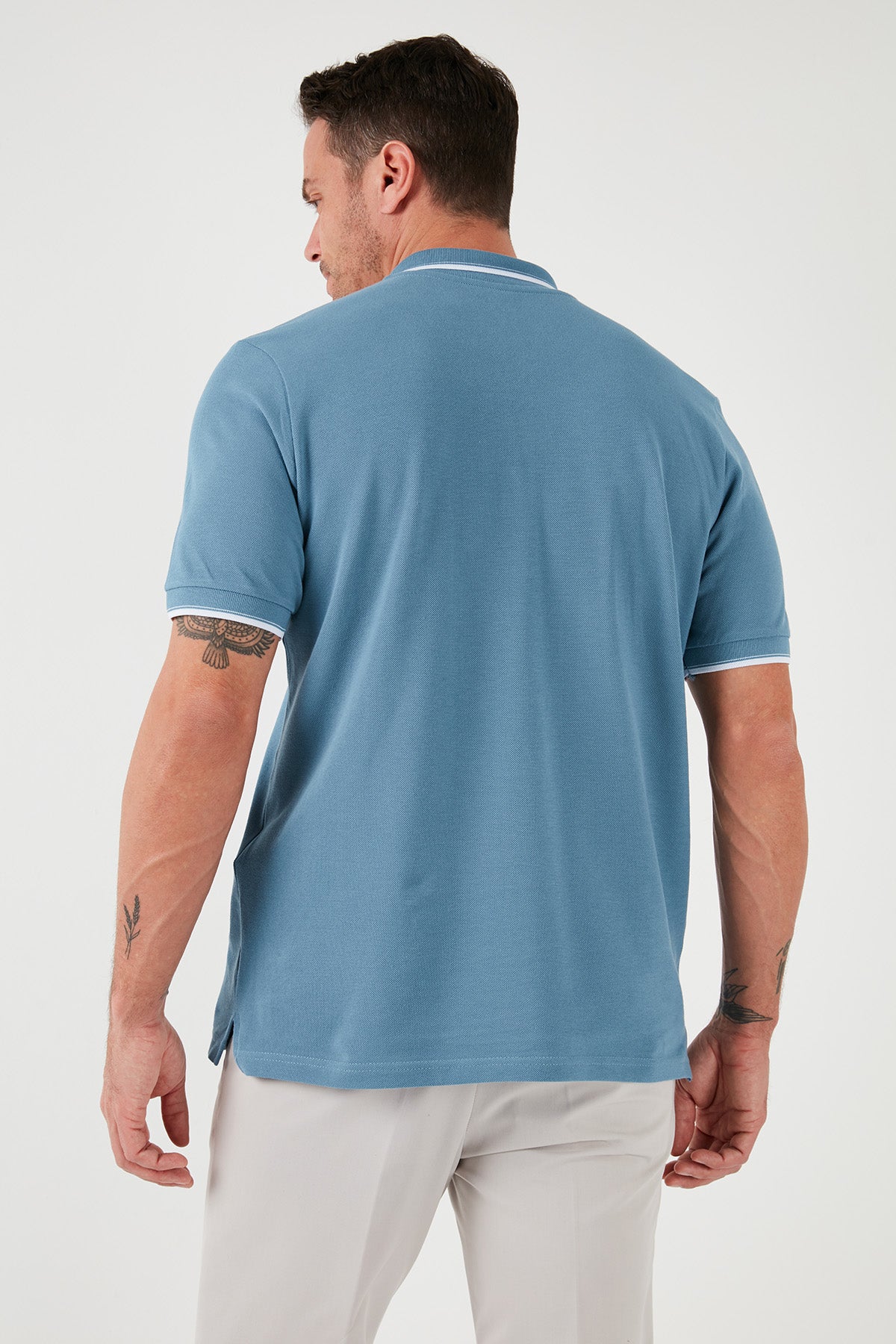 Buratti % 100 Pamuk Düğmeli Slim Fit Erkek Polo Yaka T Shirt 5902118 MAVİ