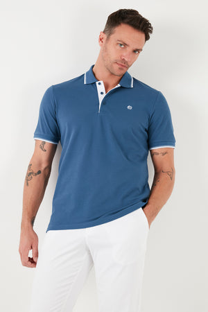 Buratti % 100 Pamuk Düğmeli Slim Fit Erkek Polo Yaka T Shirt 5902118 KOYU MAVİ