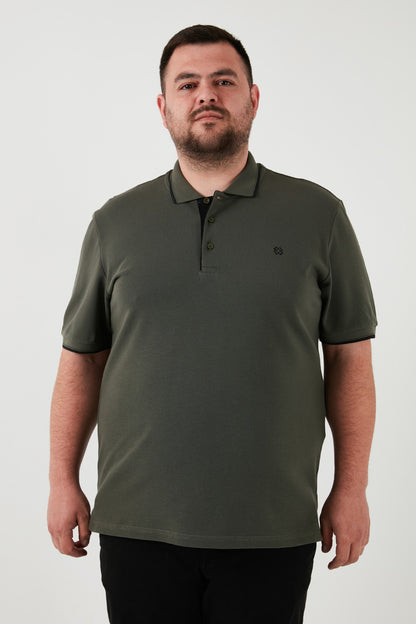 Buratti Büyük Beden Pamuklu Regular Fit Erkek Polo Yaka T Shirt 5902118B HAKİ