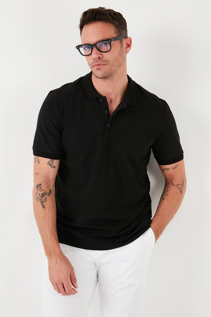 Buratti % 100 Pamuk Regular Fit Düğmeli Erkek Polo Yaka T Shirt 5902127 SİYAH