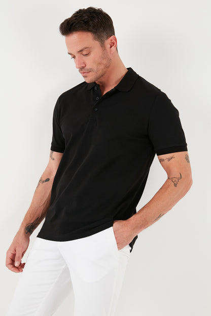 Buratti % 100 Pamuk Regular Fit Düğmeli Erkek Polo Yaka T Shirt 5902127 SİYAH