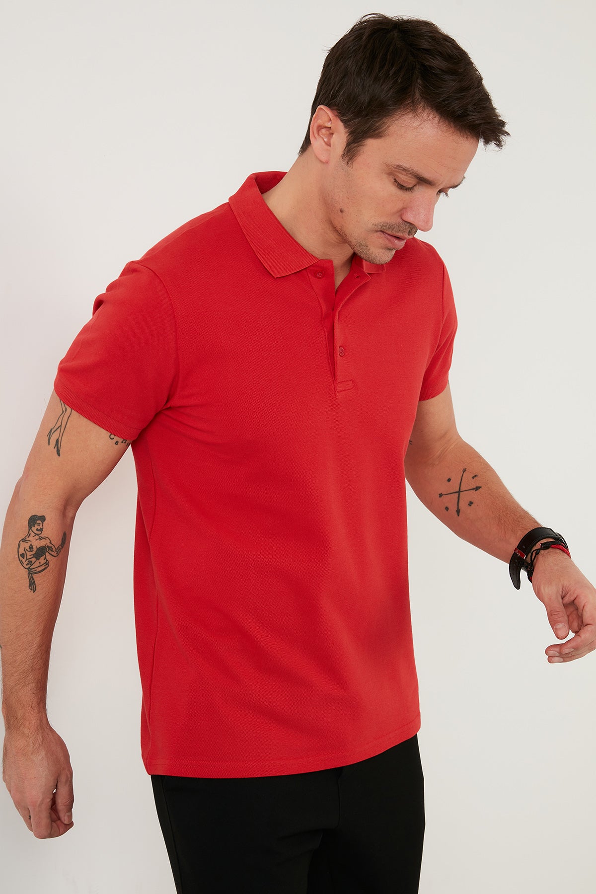 Buratti % 100 Pamuk Regular Fit Düğmeli Erkek Polo Yaka T Shirt 5902127 KIRMIZI