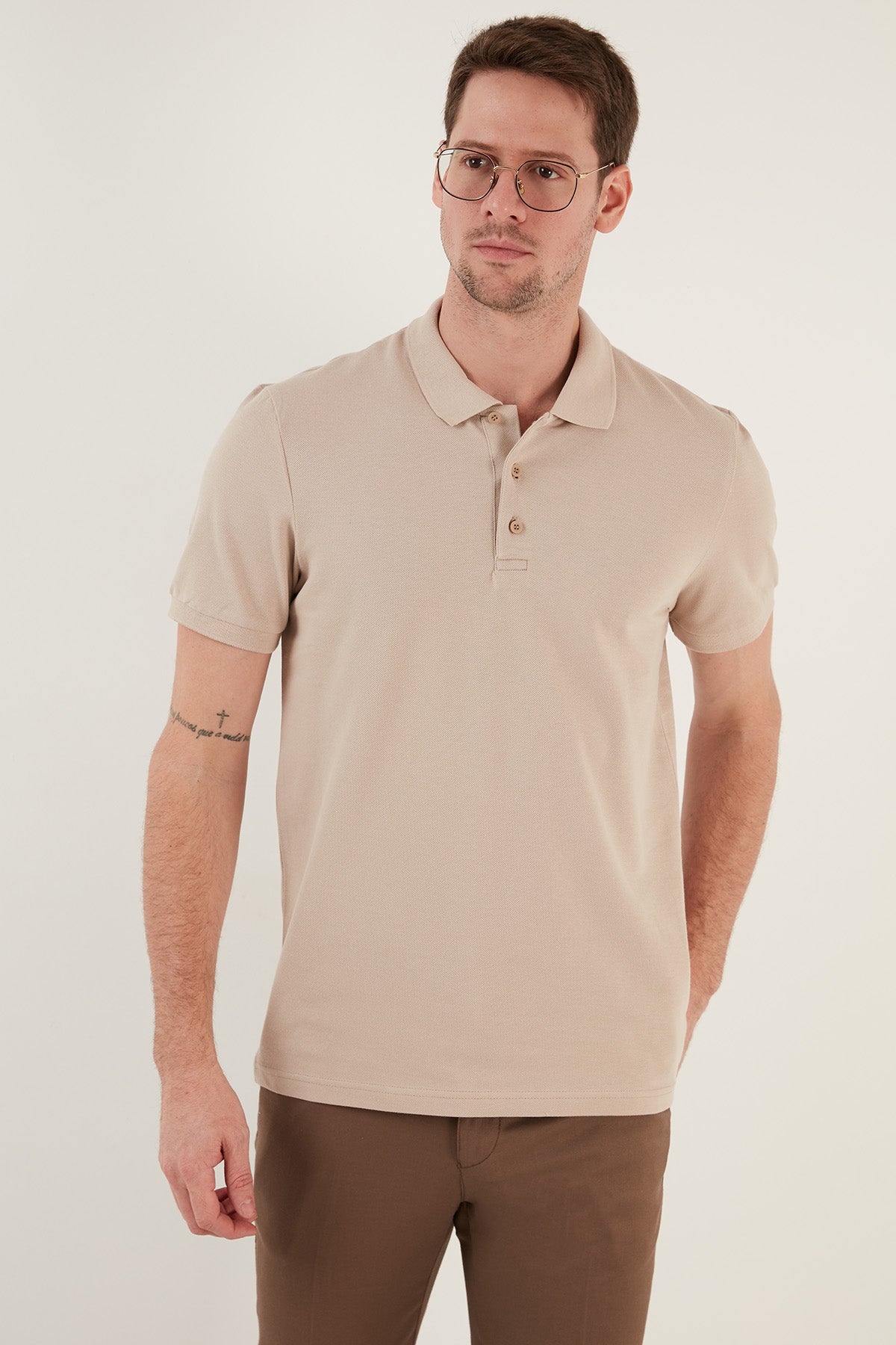 Buratti % 100 Pamuk Regular Fit Düğmeli Erkek Polo Yaka T Shirt 5902127 TAŞ