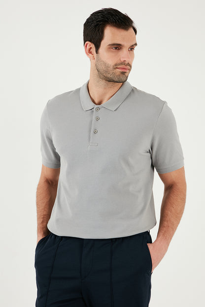 Buratti % 100 Pamuk Regular Fit Düğmeli Erkek Polo Yaka T Shirt 5902127 Kül