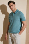 Buratti % 100 Pamuk Regular Fit Düğmeli Erkek Polo Yaka T Shirt 5902127 MAVİ