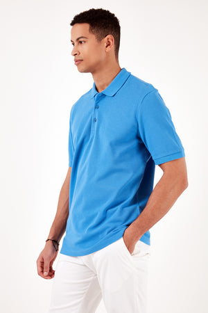 Buratti % 100 Pamuk Regular Fit Düğmeli Erkek Polo Yaka T Shirt 5902127 KOYU MAVİ