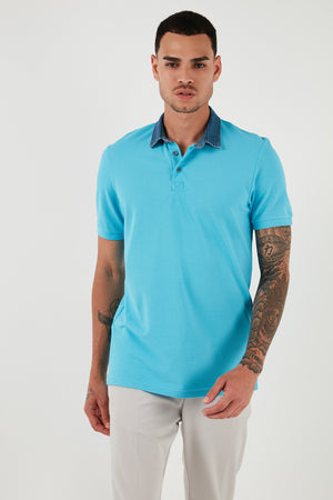 Buratti % 100 Pamuk Düğmeli Regular Fit Erkek Polo Yaka T Shirt 5902134 AQUA-MAVİ