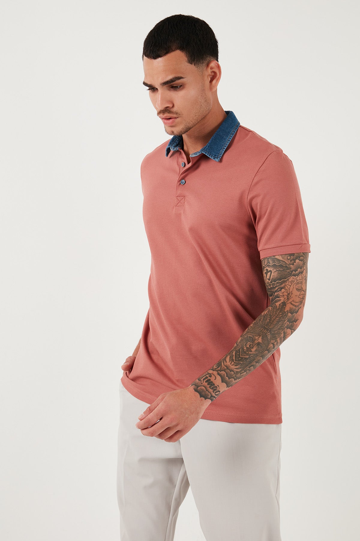 Buratti % 100 Pamuk Düğmeli Regular Fit Erkek Polo Yaka T Shirt 5902134 GÜL