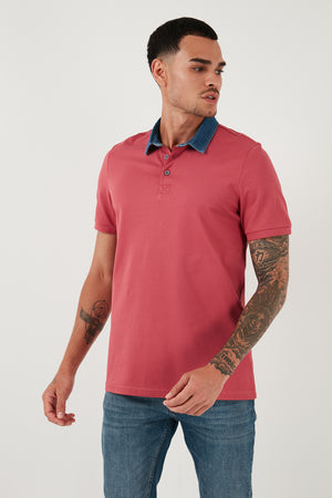 Buratti % 100 Pamuk Düğmeli Regular Fit Erkek Polo Yaka T Shirt 5902134 KOYU PUDRA