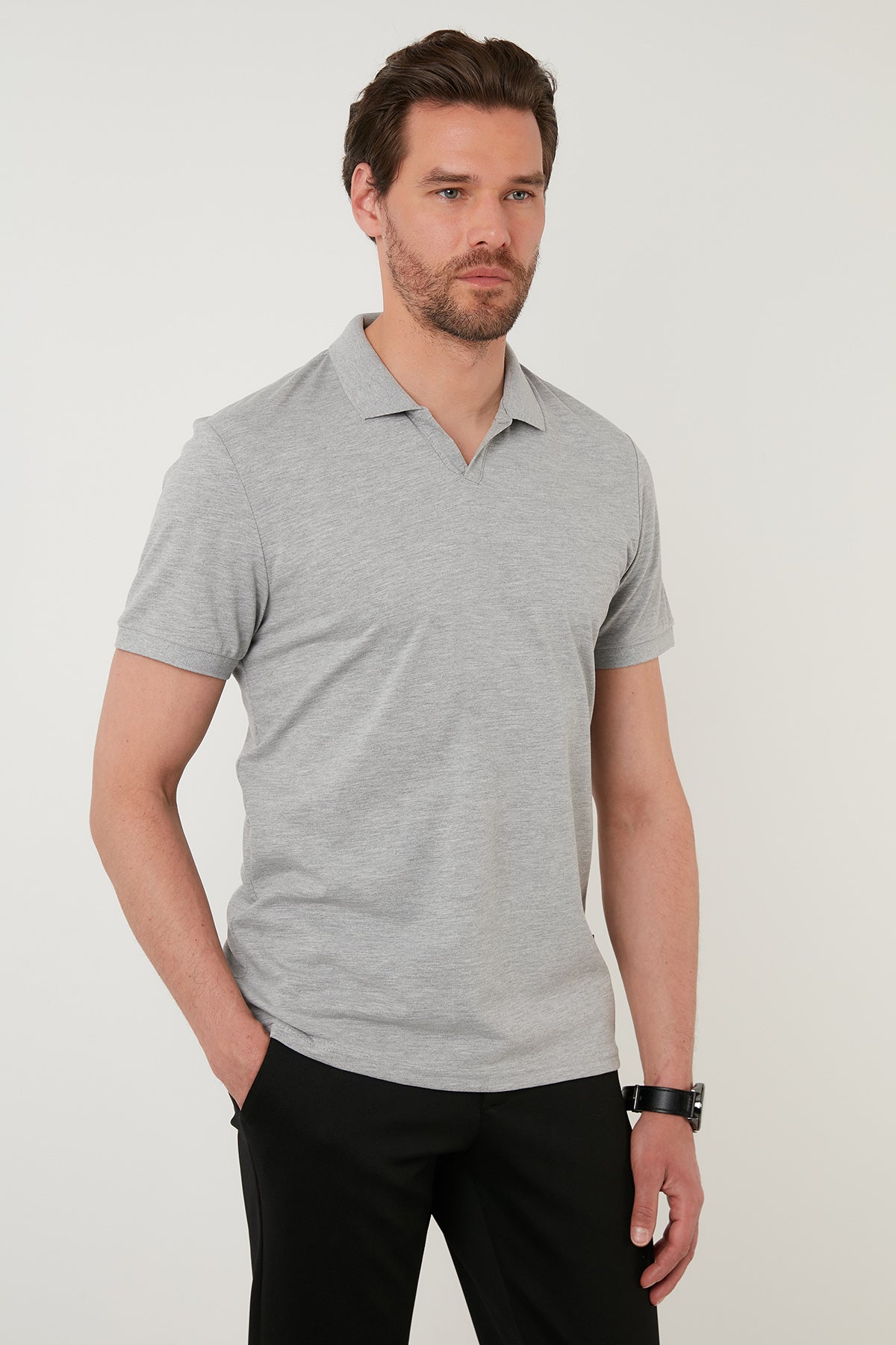 Buratti Regular Fit Pamuklu Erkek Polo Yaka T Shirt 5902141 GRİ MELANJ