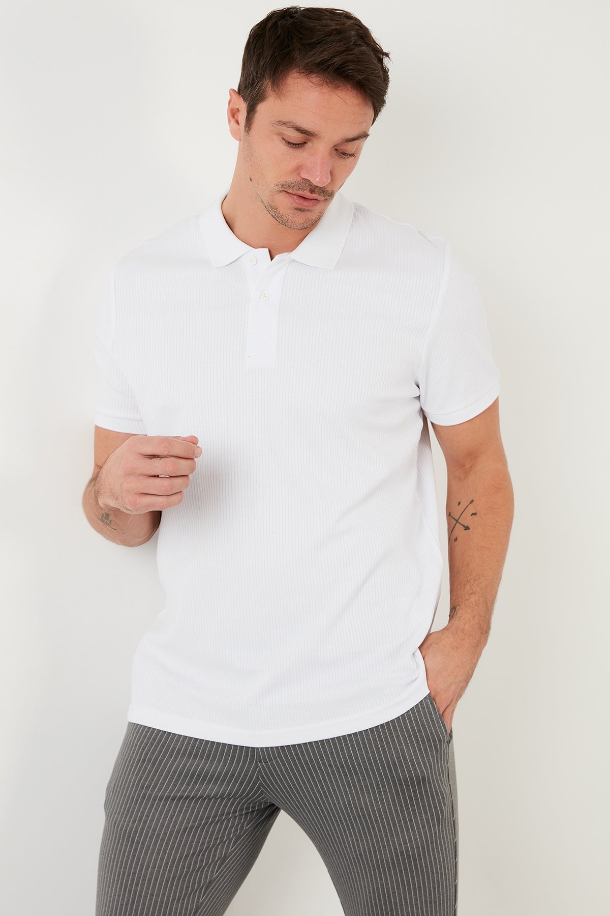 Buratti Pamuklu Regular Fit Düğmeli Erkek Polo Yaka T Shirt 5902281 BEYAZ