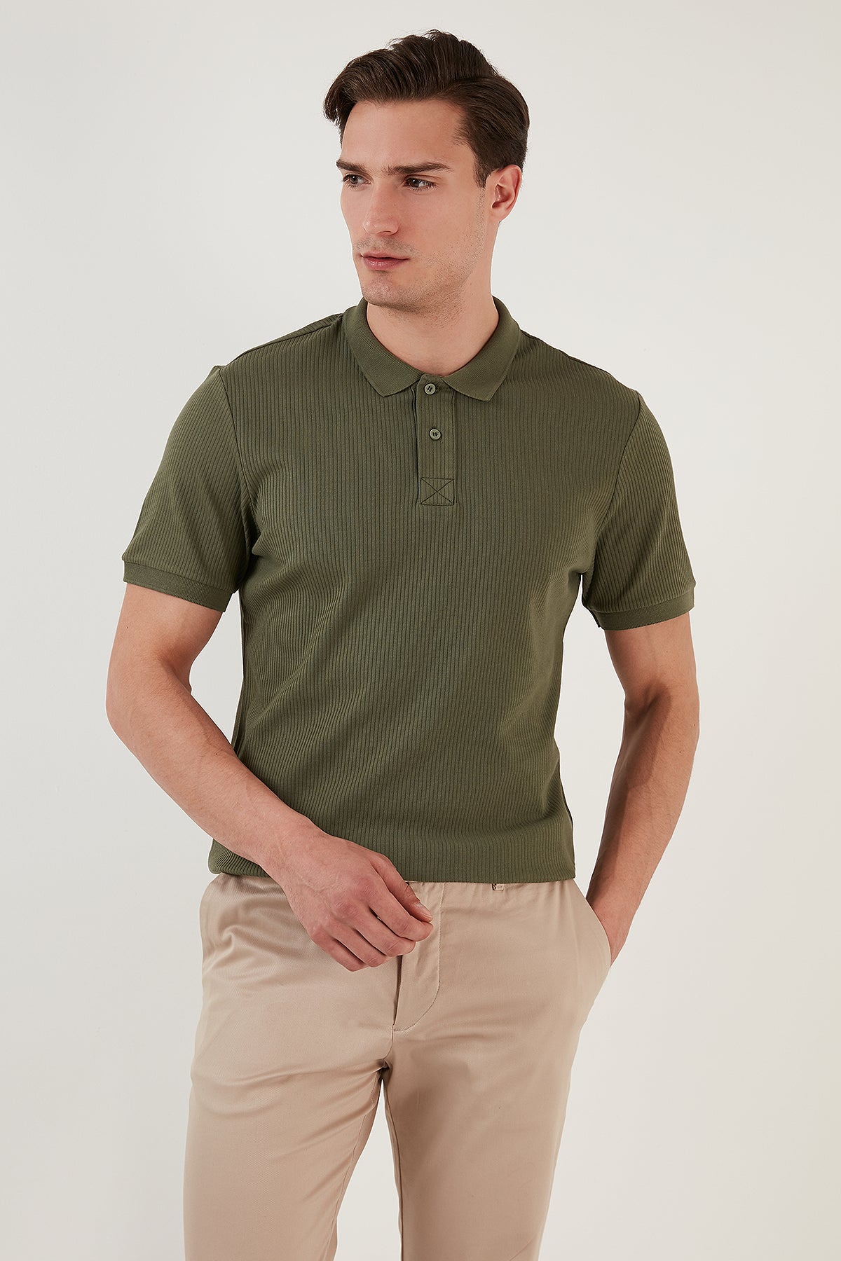 Buratti Pamuklu Regular Fit Düğmeli Erkek Polo Yaka T Shirt 5902281 HAKİ