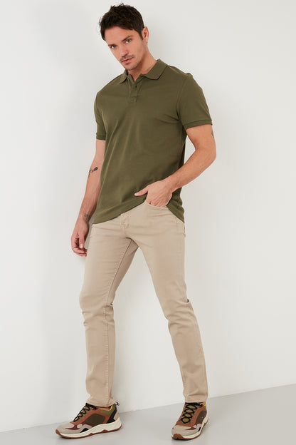 Buratti Pamuklu Regular Fit Düğmeli Erkek Polo Yaka T Shirt 5902281 HAKİ