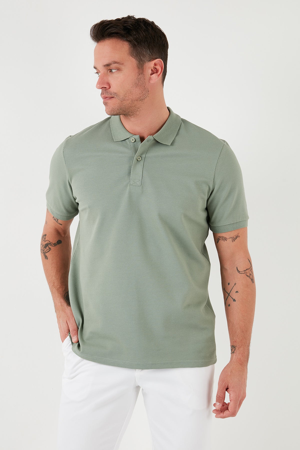 Buratti Regular Fit Pamuklu Düğmeli Erkek Polo Yaka T Shirt 5902326 ELMA YEŞİLİ