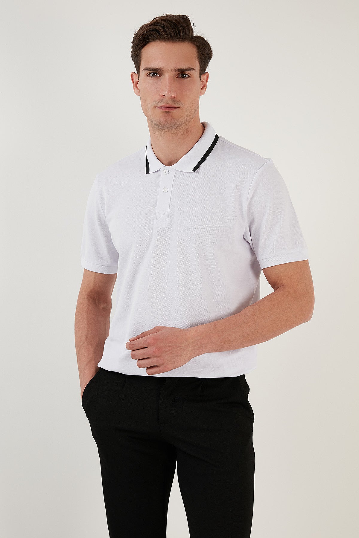 Buratti % 100 Pamuk Regular Fit Düğmeli Erkek Polo Yaka T Shirt 59023861 BEYAZ