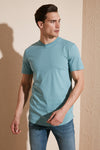 Buratti % 100 Pamuk Regular Fit Bisiklet Yaka T shirt Erkek T Shirt 5902511 MAVİ