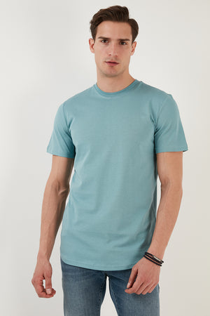 Buratti % 100 Pamuk Regular Fit Bisiklet Yaka T shirt Erkek T Shirt 5902511 MAVİ