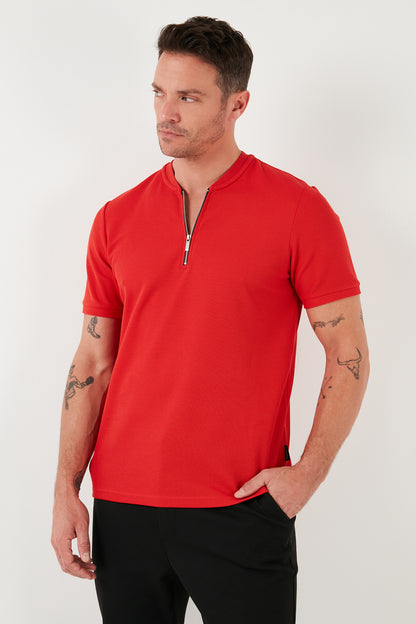 Buratti Pamuklu Regular Fit Yarım Fermuarlı Erkek T Shirt 5902653 KIRMIZI