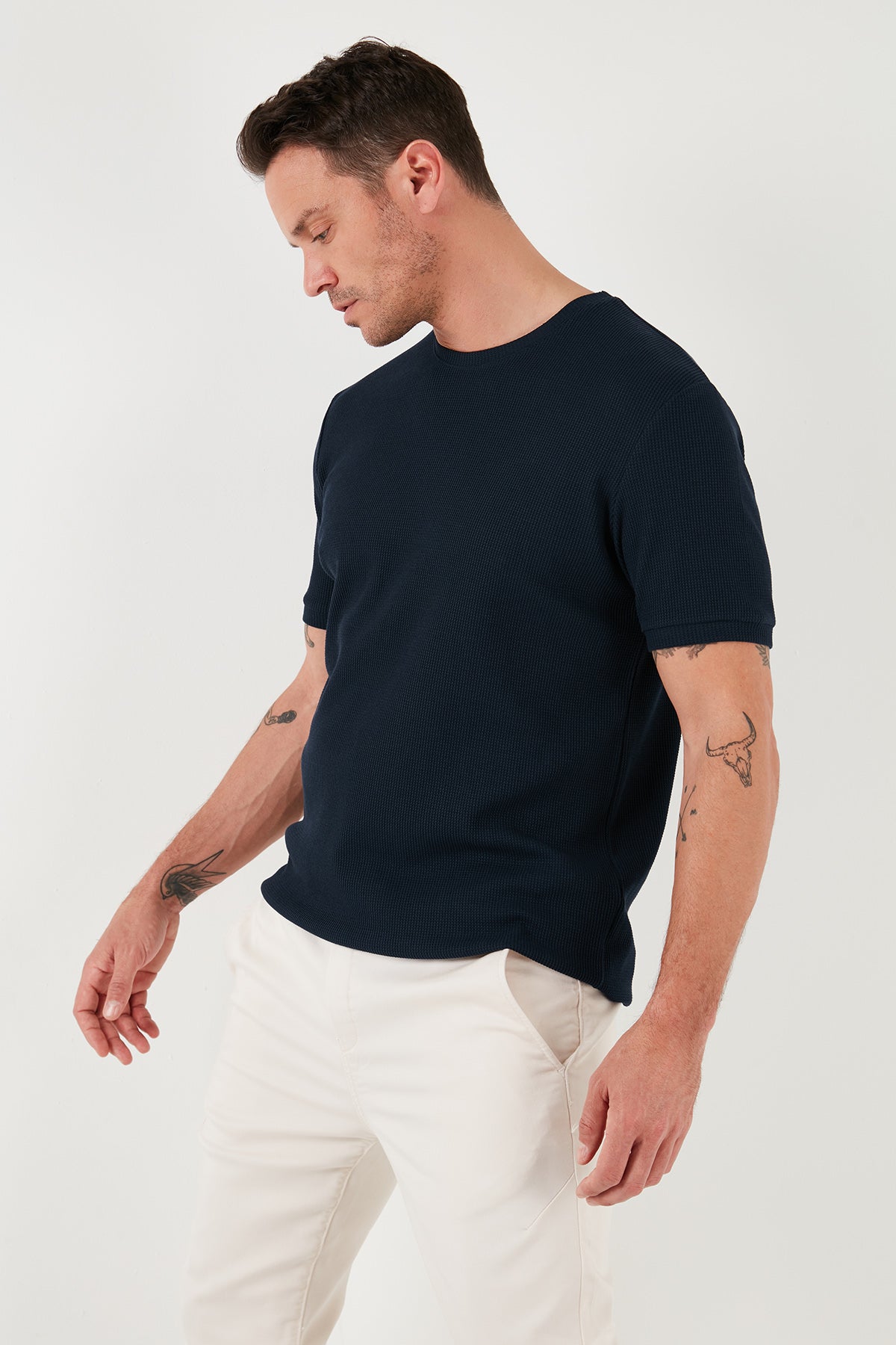 Buratti Pamuklu Bisiklet Yaka Regular Fit Basic Erkek T Shirt 5902759 İNDİGO