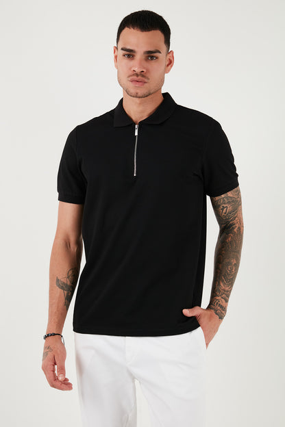 Buratti Pamuklu Regular Fit Fermuarlı Erkek Polo Yaka T Shirt 5902915 SİYAH