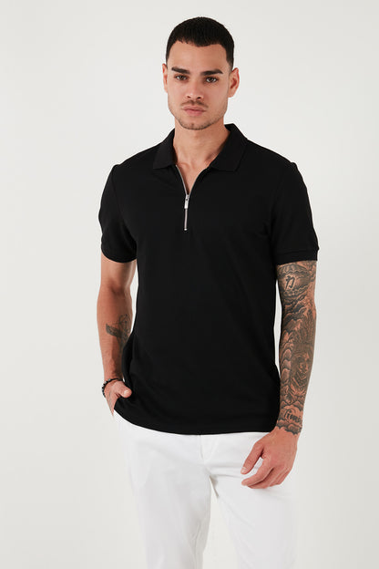 Buratti Pamuklu Regular Fit Fermuarlı Erkek Polo Yaka T Shirt 5902915 SİYAH