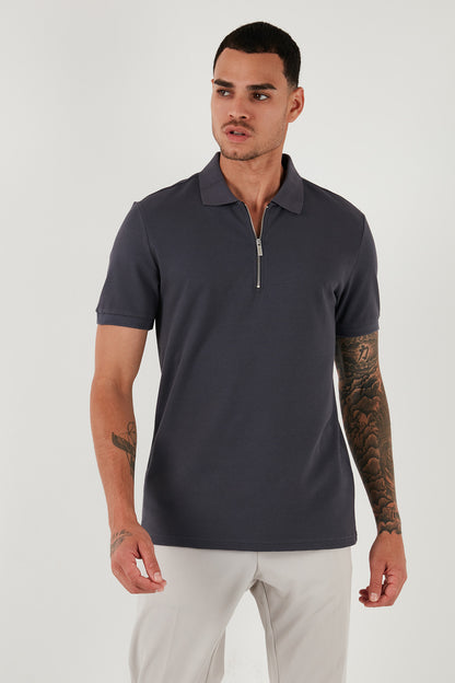 Buratti Pamuklu Regular Fit Fermuarlı Erkek Polo Yaka T Shirt 5902915 ANTRASİT