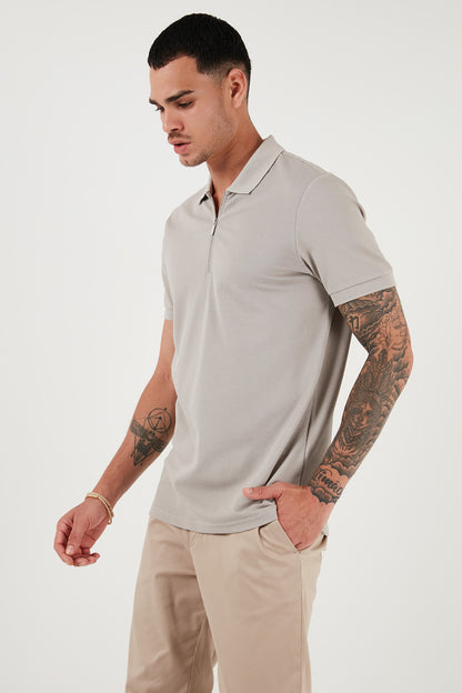 Buratti Pamuklu Regular Fit Fermuarlı Erkek Polo Yaka T Shirt 5902915 GRİ