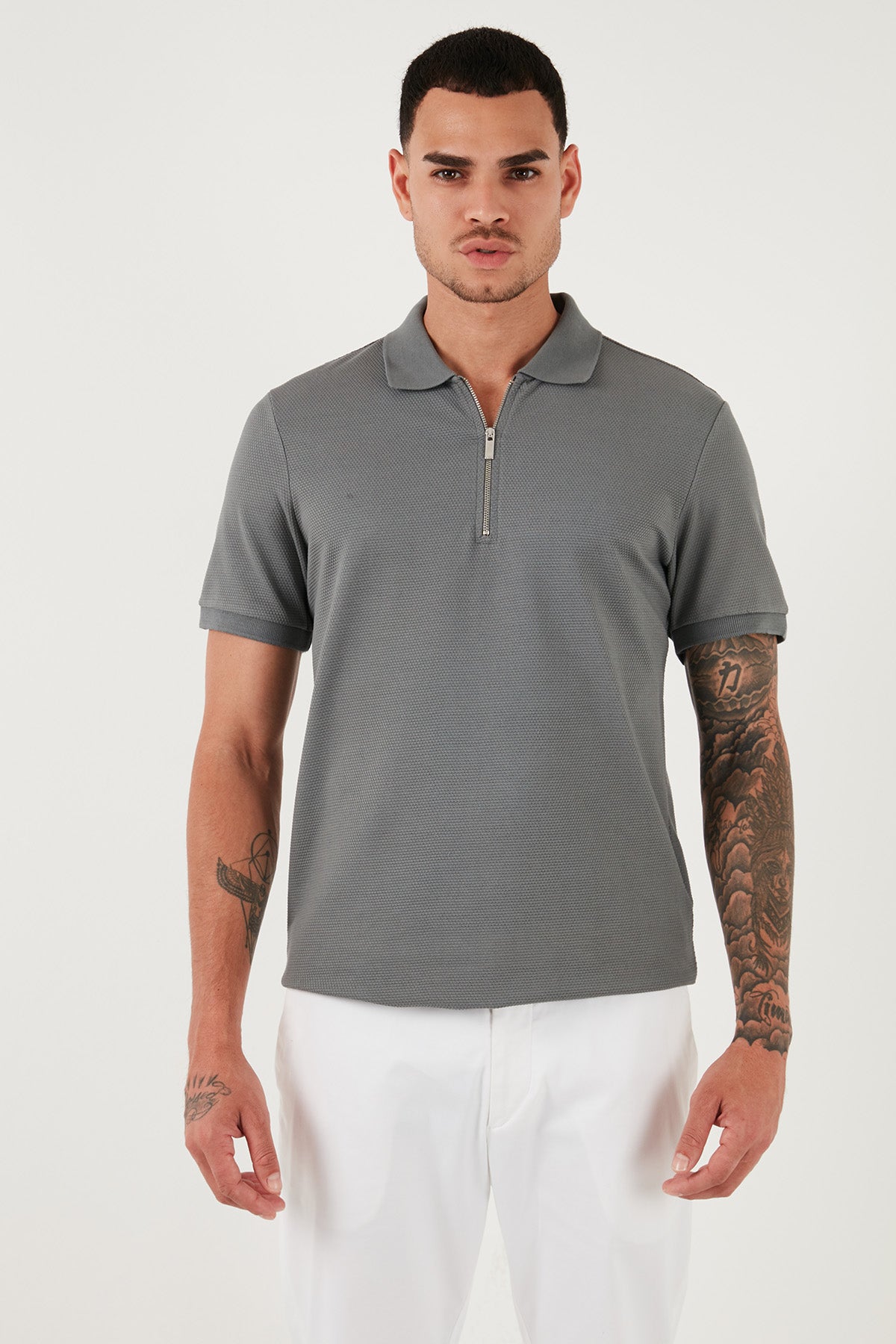 Buratti Pamuklu Regular Fit Fermuarlı Erkek Polo Yaka T Shirt 5902915 AÇIK HAKİ