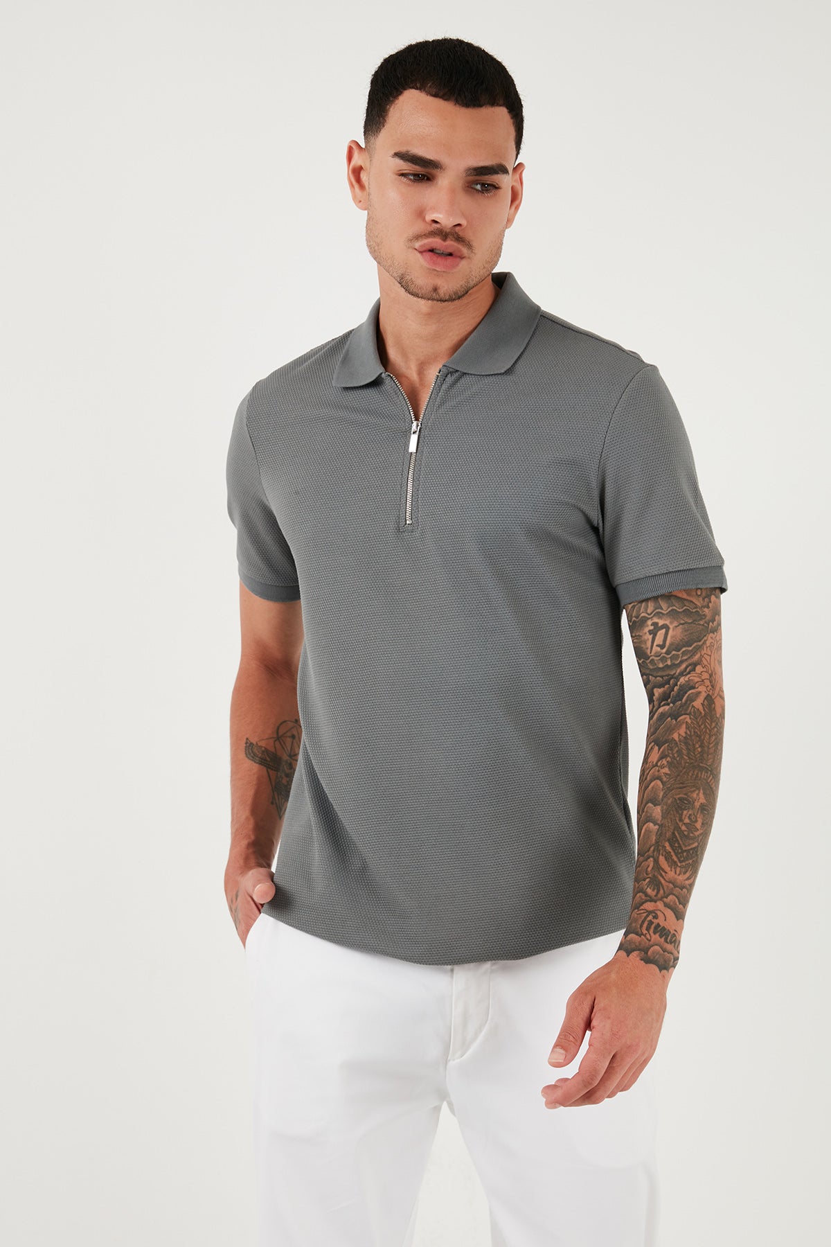 Buratti Pamuklu Regular Fit Fermuarlı Erkek Polo Yaka T Shirt 5902915 AÇIK HAKİ