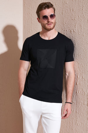 Buratti Pamuklu Slim Fit Bisiklet Yaka Erkek T Shirt 646R7940 SİYAH