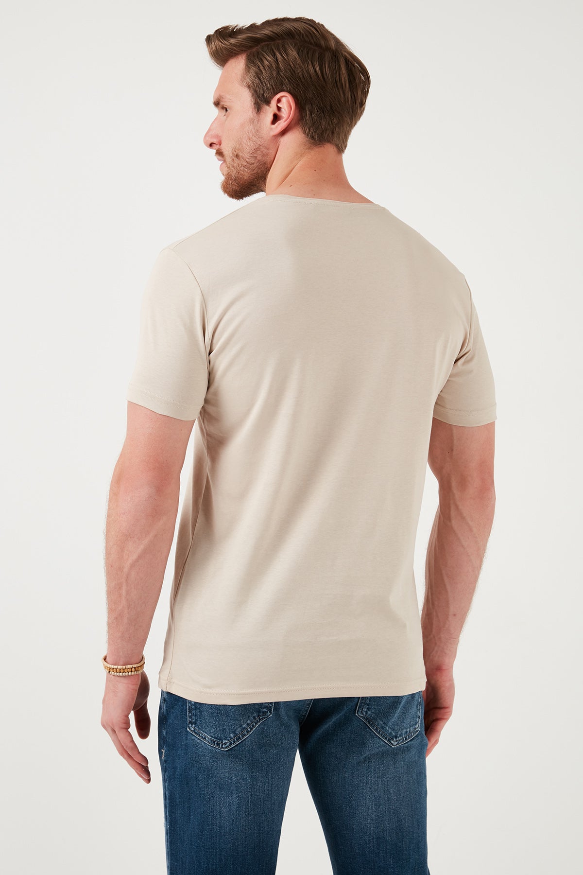 Buratti Pamuklu Slim Fit Bisiklet Yaka Erkek T Shirt 646R7940 BEJ