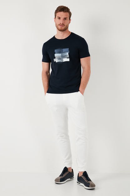 Buratti Pamuklu Slim Fit Bisiklet Yaka Erkek T Shirt 646R8010 LACİVERT